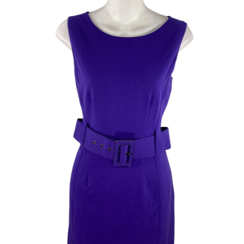 Calvin Klein purple belted sleeveless sheath dress PP21 - Picture 2 of 14